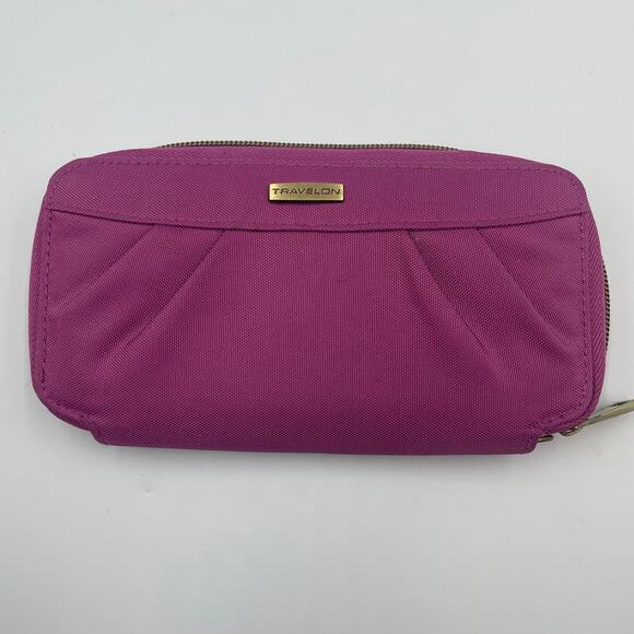 Travelon RFID Mauve Purple Ziparound Card Wallet Travel Case - Picture 1 of 4